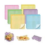 240 Piezas Papel Encerado para Alimentos, 6 Colores 30x30cm Hojas Papel Encerado Forros para Cestas de Alimentos para Navidad Fiestas Festivales Envoltura de Sándwich Hamburguesa Pan