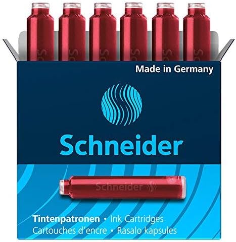 Schneider BS6602 Schneider Fountain Pen Ink Cartridges, European Standard Standards, 6 Per Box, Red (BS6602-1box))