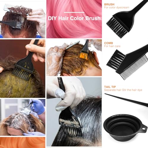 AIOUNIYA Haarfärbepinsel Set Haarfärbezubehör Haarfärbewerkzeug Pinsel zum Färben mit Bürstenkamm, Haarfärbepinsel und Haarfärbeschale