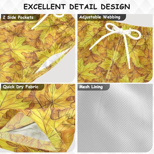 JUNZAN Canada Yellow Maple Leaf Toddler Swim Suits Quick Dry Boys Board Shorts Kids Swimwears Vacation 2T3
