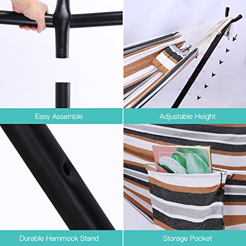 Wilsall Portable Hammock With Stand Included With Wheels Outdoor Double 2 Person Heavy Duty Hamacas Con Base 450 Lb Capacity #TOP3