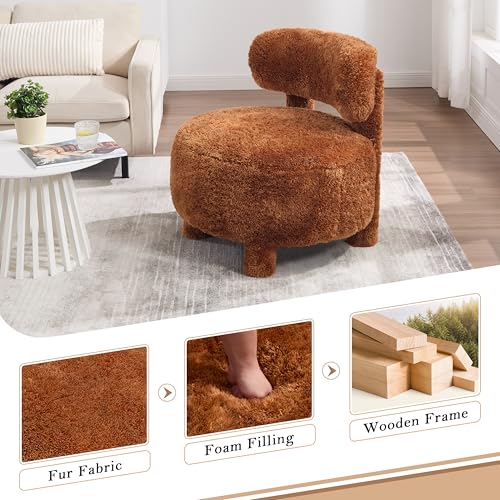 Sillón Curvo Tapizado Peluche Marrón miniatura 6