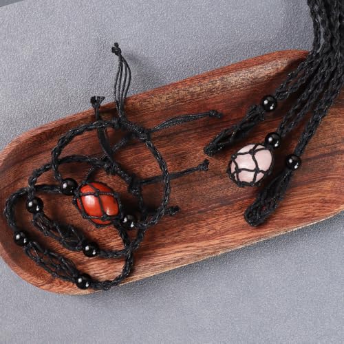 6 PCS Crystal Cage Necklace and Bracelet Cord Holder Empty Stone Holder Replacement Hand-Woven Cord with Adjustable Length4