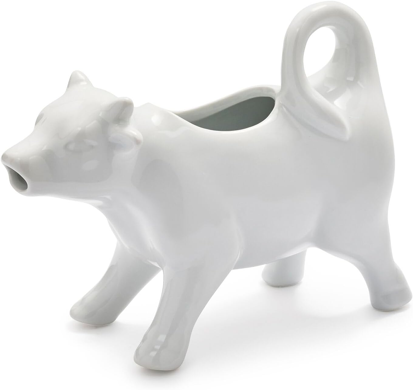 Sur La Table Cow-Shaped Creamer โ 6.5" White Porcelain Dispenser for Milk, Cream, Gravy, Syrup, and Sauces