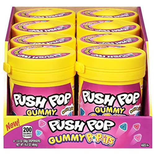 Miniatura 4 de Push Pop Gummy Pop-Its - Caramelos de goma para el día de San Valentín 8 unidades de caramelos de goma en varios sabores afrutados dulces surtidos