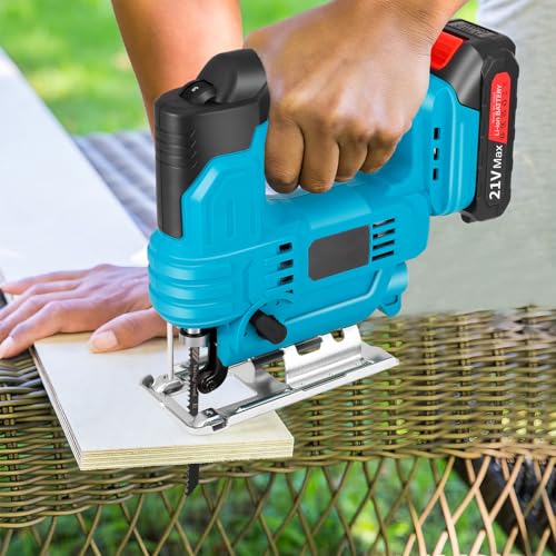 Cordless Jigsaw 21V 600W with 4 Orbital Setting, 3000SPM, 2x2Ah Battery, 6 Variable Speed, ±45° Bevel Cutting Angle, 10Pcs Blades, Electric Jigsaw for Wood Metal Cutting, with Charger & Carrying Case 8 Cordless Jigsaw 21V 600W with 4 Orbital Setting, 3000SPM, 2x2Ah Battery, 6 Variable Speed, ±45° Bevel Cutting Angle, 10Pcs Blades, Electric Jigsaw for Wood Metal Cutting, with Charger & Carrying Case - Image 8
