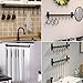 Dseap Kitchen Utensil Holder Hanger, Pot and Pan Rack Wall Mounted, Kitchen Rail with 8 Hooks for Hanging Cooking Utensils, Mugs, Spoons, Wall Mounted, Black