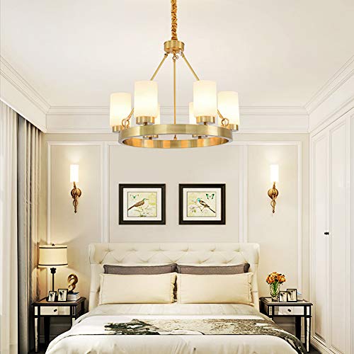 Full copper chandelier E27 suspension plafonnier bronze 8 têtes