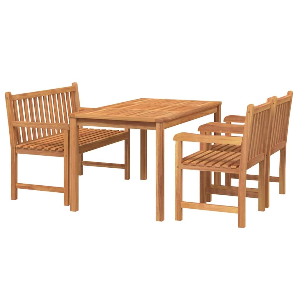 Set di mobili da giardino in teak massello da 4 pezzi, design elegante, piano solido, sedie da giardino in teak con schienale e braccioli, robusto e impermeabile,