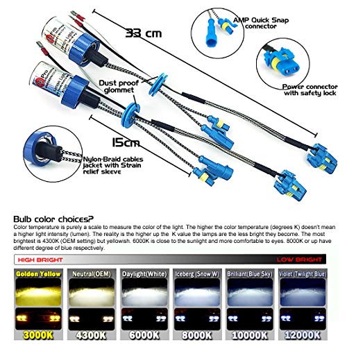 Image of 55W Heavy Duty HID Xenon Replacement Bulbs for 12V and 24V vehicles Headlight Fog-light (Pack of 2 bulbs) (H8 /9 /11 /16(they are same), 8000K)