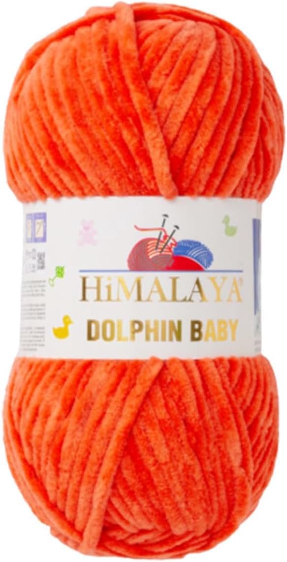 Himalaya Dolphin Baby Yarn Each Skein 100gr 120m Super Bulky Yarn for Knitting&Crocheting Ideal for Cardigans Shawls Blankets Hats and Home Textiles (1, 80312 Orange)