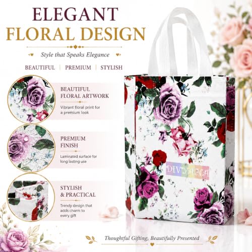 Image of Multipurpose Compact Mini Printed Gift Bags, Pack of 50, 25 x 9.5 x 23.5 cm
