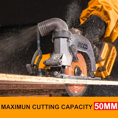 Image of INGCO 20V Cordless Circular Saw (Body Only) 140mm, Brushless Motor, 6300RPM Max. Cutting Depth 50mm (90) Electric Circular Saw, 20mm Arbor CSLI1402