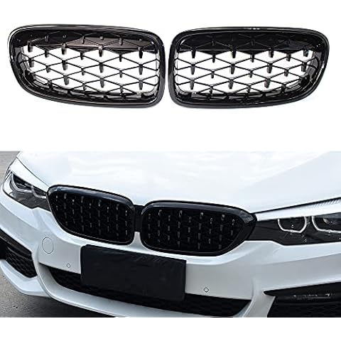 Gloss Black Front Grill Replacement for BMW F30 F31, Kidney Grill Grilles Twin Bar Replacement for BMW 3 Series F30 F31 Grill (Diamond Mesh Gloss Black) Cover