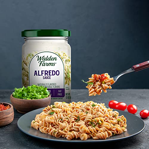 Walden Farms Light Alfredo Sauce, 12 Oz. Jar (Pack Of 6) Thick, Creamy, Fresh & Flavorful, Vegan, Paleo & Keto Friendly, Non-Dairy Milk Substitute, 0G Net Carbs - Perfect For Chicken, Fish, And More #TOP4