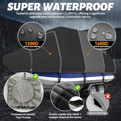 1600D+1200D T-Top Boat Cover