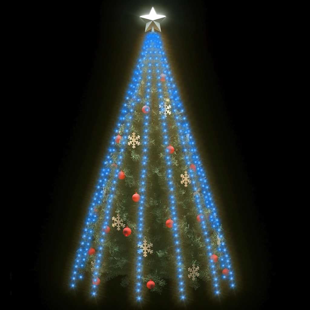 Weihnachtsbaum-Beleuchtung 500 LEDs Blau 500 cm PVC wasserfest mit 10 m Anschlusskabel für Innen Außen Party Dekoration Garten, Schlafzimmer, Balkon, Stimmungslicht