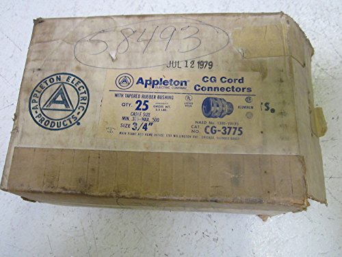 Appleton CJPPB1775GMTDOW APPCG3775 APP CG-3775 3/4 IN ALUM STR CORD CONN, Black