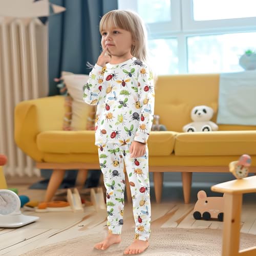 Pigsaly Pajama Set 2 Piece Insects Bugs Beetle Dragonfly Pajama Sets Long Sleeve Pjs Sleepwear 8Y4