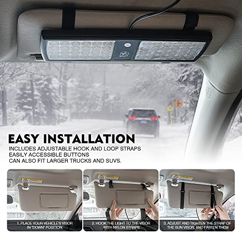 image for Xprite White/Red 2-in-1 Visor Strobe Lights Interior Windshield Emerge