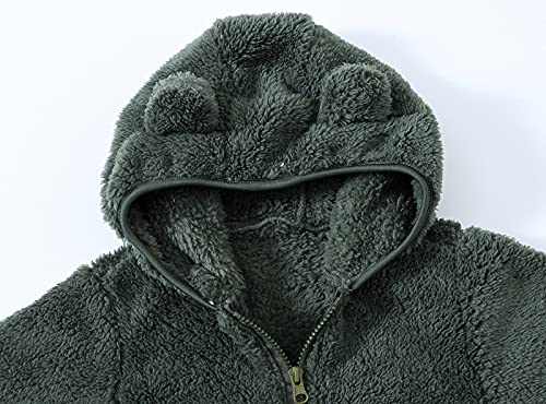 Kids Boys Girls Fleece Hooded Jacket 𝗕ear Ears Long Sleeve Zipper Thick Fluff Coat Winter Windproof Outwear2