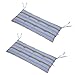 Outsunny Lot de 2 Coussins Matelas Assise pour Banc de Jardin balancelle canapé 2 Places - Cordons d'attache - dim. 120L x 50l x 5H cm - Polyester Gris Bleu rayé