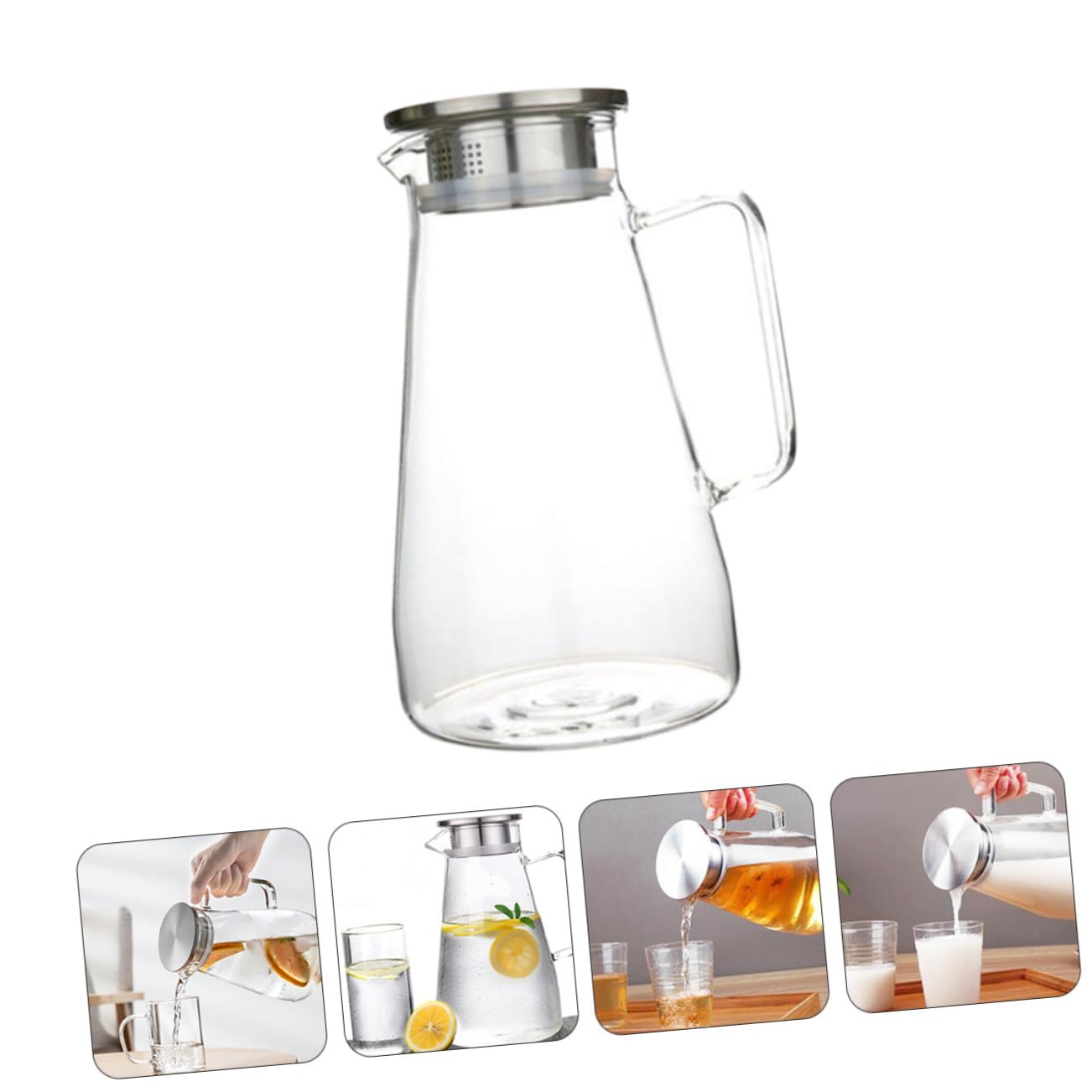 Sosoport Taza De Agua Hervida Jarra De Vidrio Transparente De Jarra De Agua Fría Para Hervir De Jugo Moderno Para Despensa De Cocina