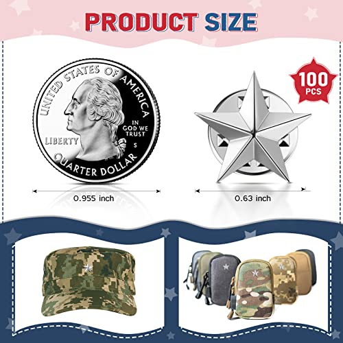 Fumete 100 Pcs Star Lapel Pins Veterans Day Star Pins Military Award Labor Day Brooches for Backpacks Hats Costume Decoration3