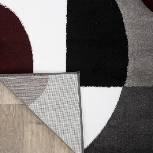 Image of Rugshop Circles Modern Soft Living Room Bedroom Area Rug Burgundy 2' x 3'