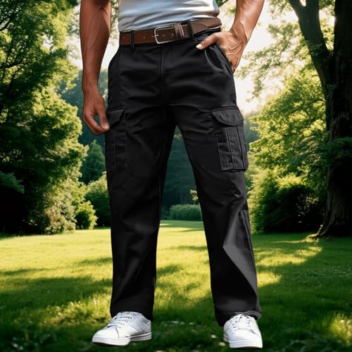 JiXiang Baggy Cargo Pants Men Stretch Workout Tactical Work Casual Outdoor Pants Vintage Athletic Cargo Trouser Multi Pocket4