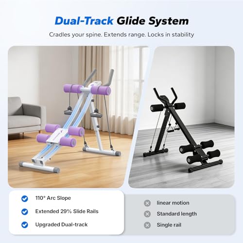 Image of MERACH Ab Machine, Adjustable Dual Track Ab Trainer Machine, Ab Workout Equipment for Home Gym, Ergonomic Arc Track for Better Abs, Foldable Workout Machine for Full Body Workout Home Exercise