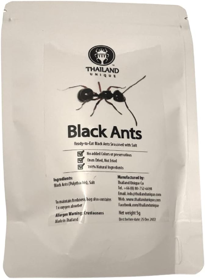 Thailand Unique Salted Black Ants - 10 G bag of this High Protein Sustainable Edible Superfood