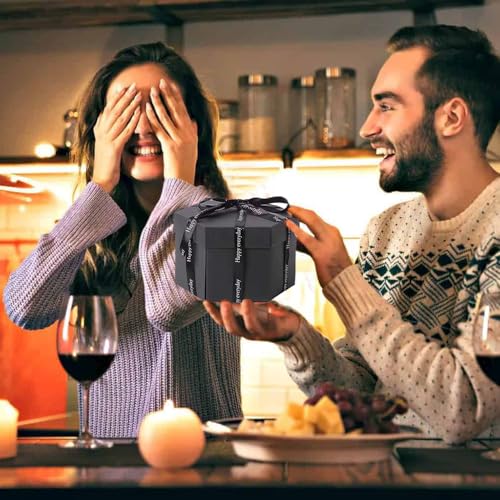 Überraschung Box Kreative DIY Fotoalbum Explosion Box Schwarz Geschenkbox für Weihnachten Geburtstag Jubiläum Valentinstag