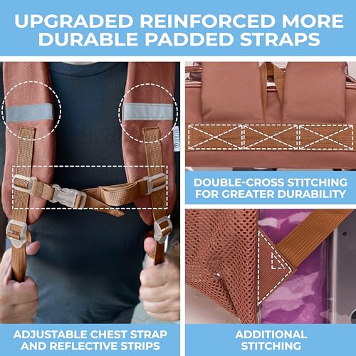 Image of SHYLERO Clear Backpack Heavy Duty has TSA Lock, 2-WAY Zipper. PVC Transparent Backpack Is Extra Large - H18''xW14''xD8 - Brown