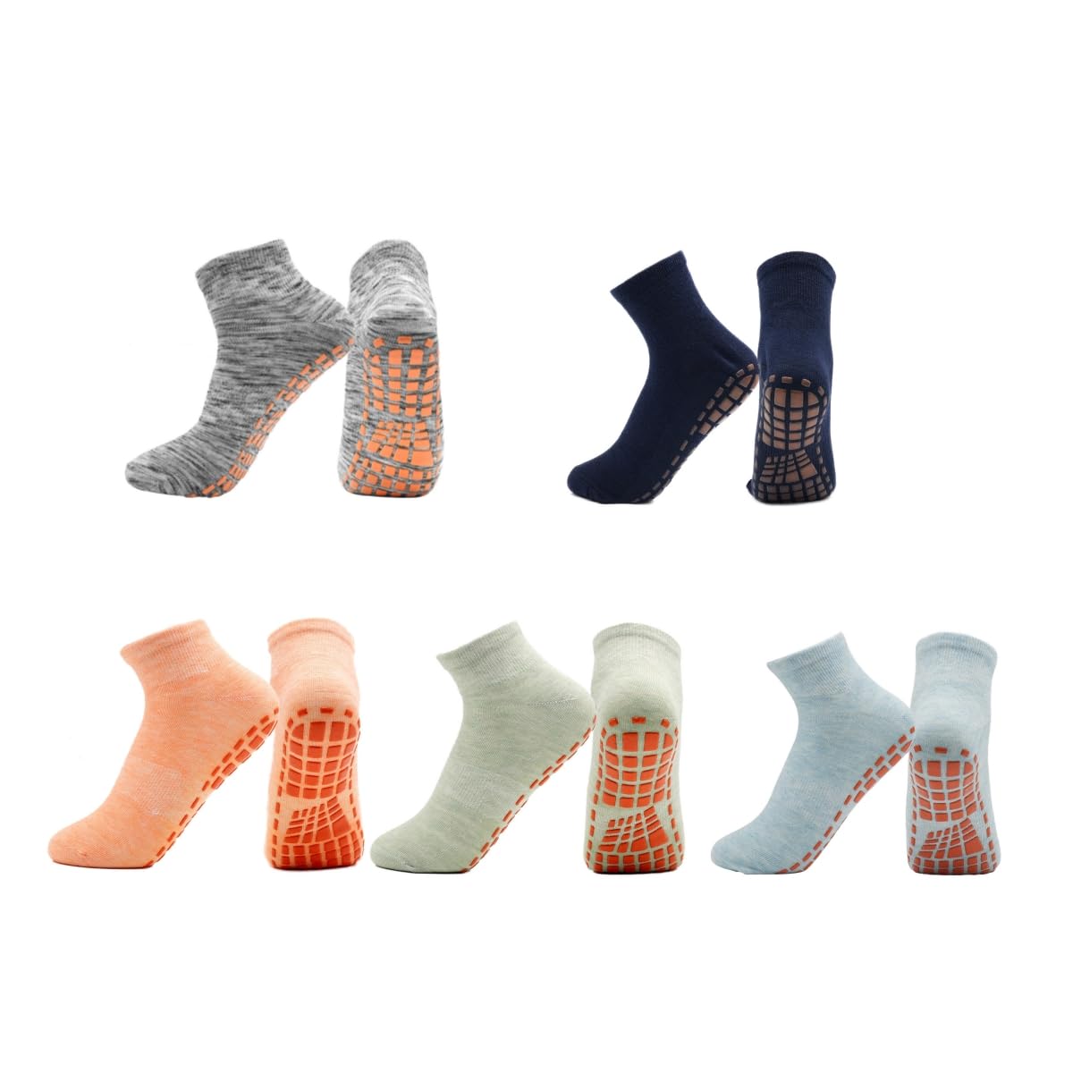 5 Pairs Non-Slip Yoga Socks, Anti Skid Socks With Grips for Women & Men Football Socks Anti-Skid Socks