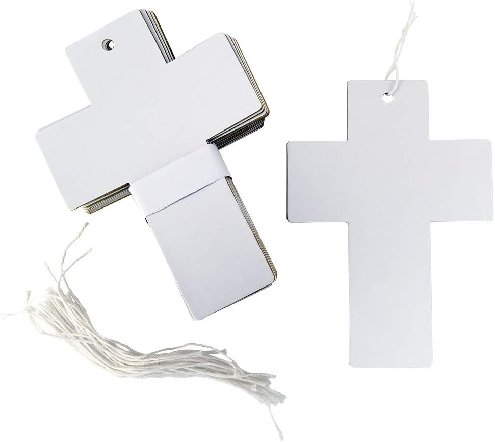 DIY Chipboard Cross Crafts with String - Pack of 24