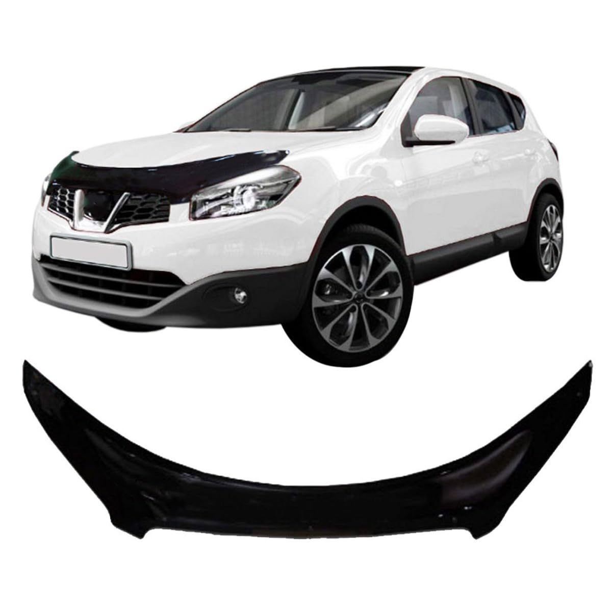 SCOUTT Deflettore Protezione Cofano per Nissan Qashqai J10 Facelift 2010-2013, Migliora l'Aerodinamica dell'Auto, e Spoiler, Nero