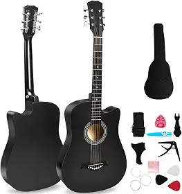 Violao Acustico (Black) Violão para Iniciantes, Violão Folk, Violão Iniciante, Violão Acústico de 38 Polegadas