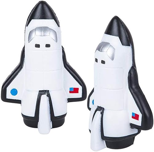 ArtCreativity Squish Space Shuttle - Juego de 2, juguetes para aliviar el estrés con temática espacial exprimible de 4.75 pulgadas para niños,