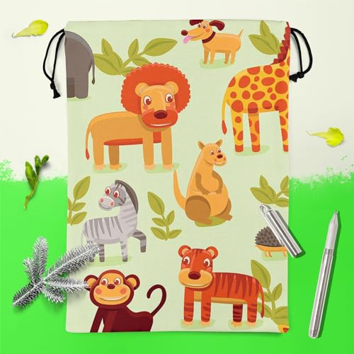 Image of ArtzFolio Cartoon Animals D1 | Reusable Sack Bag | Bag for Gym, Storage, Vegetable & Travel