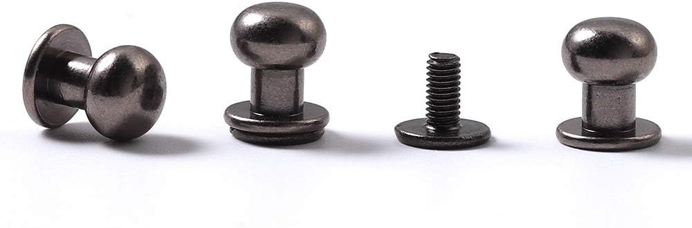 WUTA Solid Brass Round Head Screw Studs Brass Button Nail Rivet Chicago Leathercraft Accessories 20pcs/Pack,10mmX8mm Gun Metal