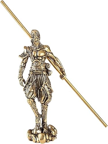 Estatua de mono de latón, hecha a mano con figuras de animales del rey de mono Feng Shui, figura de adorno del zodiaco antiguo Sun Wukong, riqueza