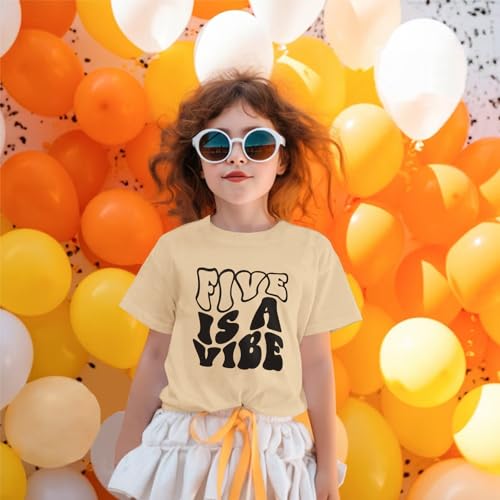 5th Birthday Shirts for Girls Boys 5 Year Old Five is A Vibe Birthday Shirt Girl Fifth Birthday Party Gift Tees Tops3
