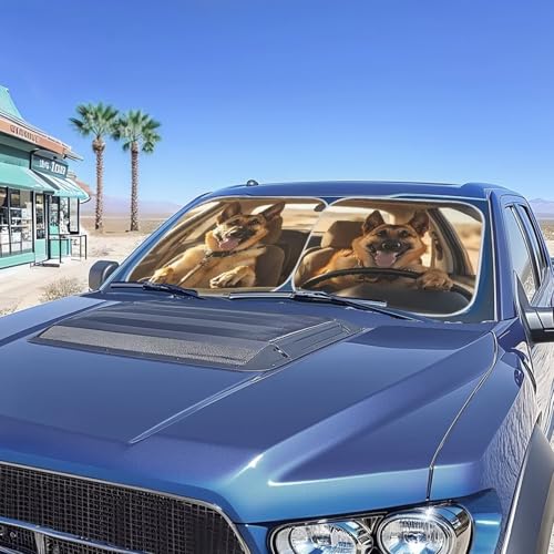 Image of Sheepdog Car Sun Shade Windshield Foldable Automotive Interior Accessories for Sun Protection Easy to Install Funny Car Decor Fit Most Truck, SUV, or Van