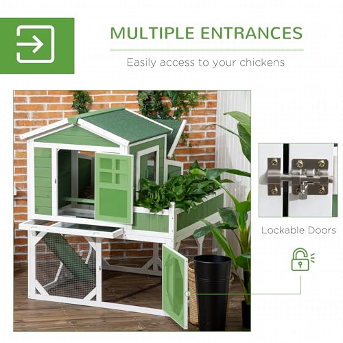 Image of PawHut 49 inch Small Chicken Coop Hen House with Garden Space, Chicken House Outdoor Run Cage with Weather Protection, 2-4 Birds, Green