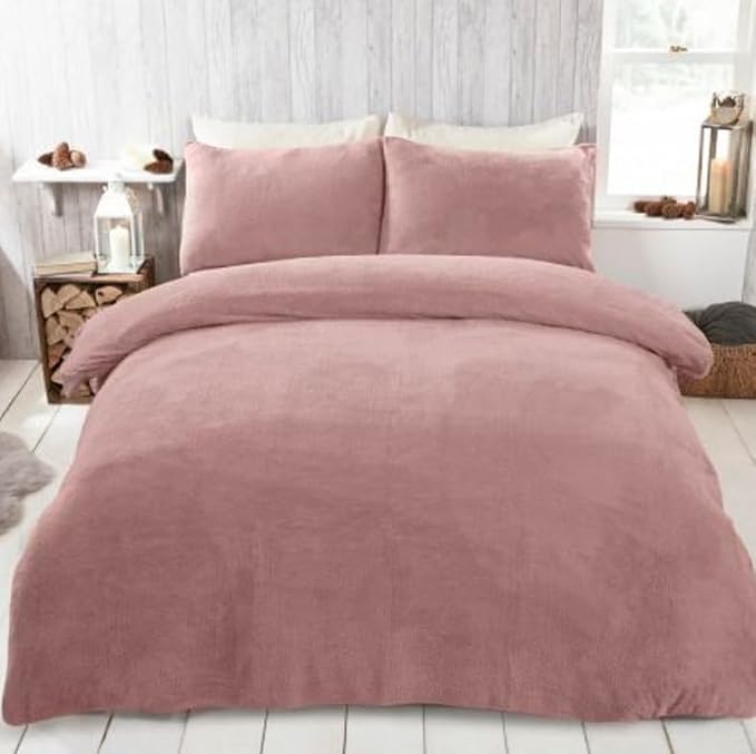 Image of Amazing Super Soft Double Bed Woollen Quilt Cover, 310TC Warm Duvet Cover, Woolen Duvet Cover /Rajai Cover /Blanket Cover /Quilt Cover King Size=90x100 Inches, Winter Blanket Cover (Light Pink)