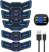 EMSIC EMS 腹筋ベルト 液晶表示 USB充電式 腹筋 腕筋 筋トレ器具 トレーニングマシーン 「6種類モード 9段階強度 日本語説明書付属」