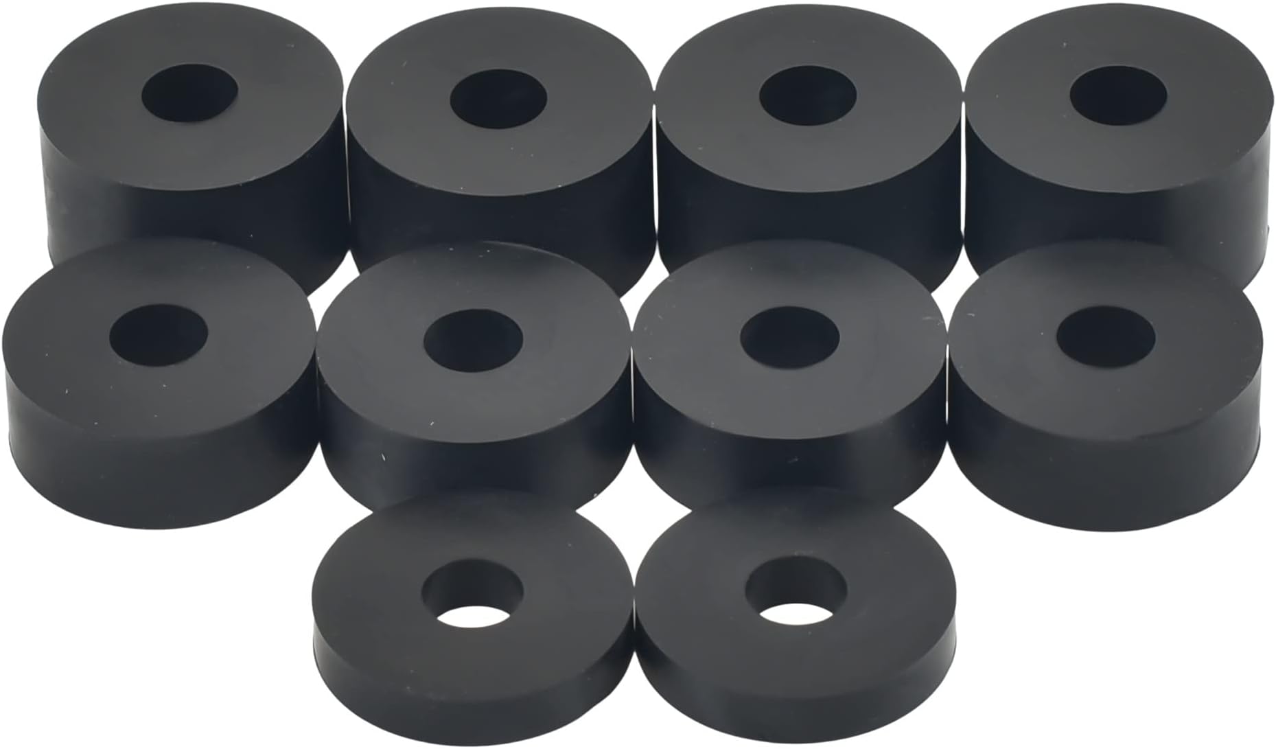 8mm (M8) Med Hard Rubber Spacers Standoff Washers Shore A 85 (10 Pack) 4 x 15mm, 4 x 10mm, 2 x 5mm – Black