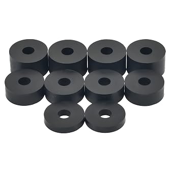 8mm M8 Med Hard Rubber Spacers Standoff Washers Shore A 85 10 Pack 4 x 15mm, 4 x 10mm, 2 x 5mm   Black