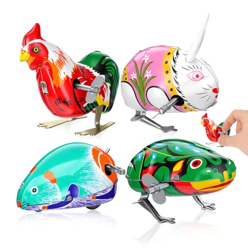 Beaupretty 4 Stück Teiliges Aufziehspielzeug für Windbetriebenes Retro Tier Energiesparend ohne Batterie Sichere Metallfiguren Lustige und Party Mitgebsel für Kleinkinder